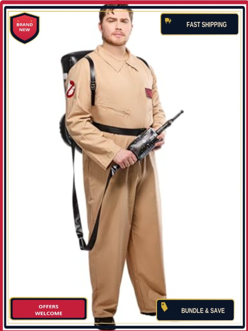 Ghostbusters Costume Plus Size Jumpsuit Inflatable Proton Pack Men's XXL